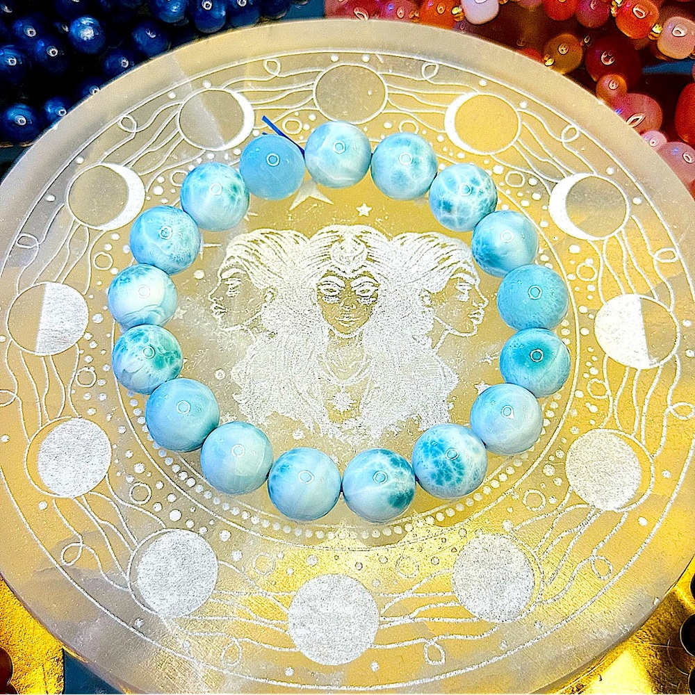 Larimar AAA Stretchy Bracelet 12.5mm - Picture 2 of 4